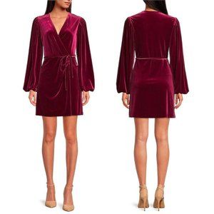 Gianni Bini Velvet Wrap Dress In Merlot - Size Medium - New with Tags